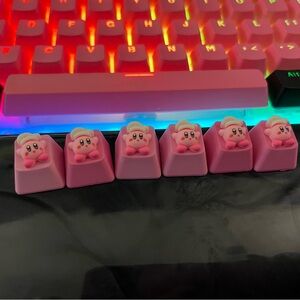 Cute Pink Artisan Kirby with Chef Hat pink Keycap